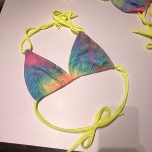 Neon tie dye string bikini top